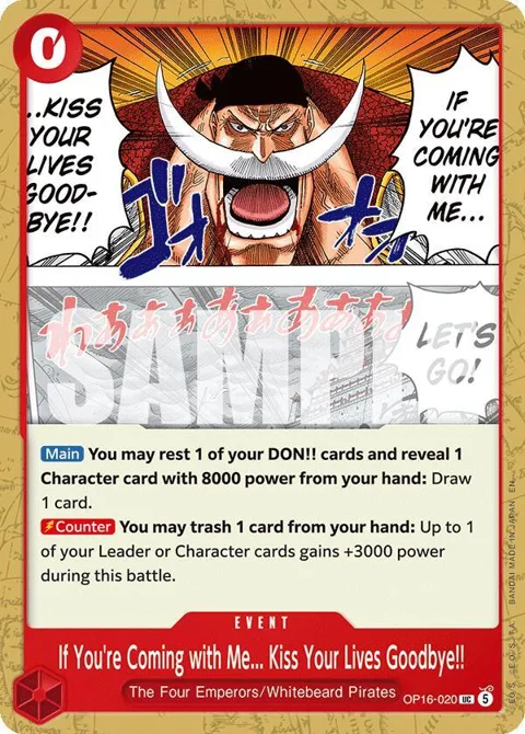 If You're Coming with Me...Kiss Your Lives Goodbye!! OP16-020 One Piece card from The Time of Battle