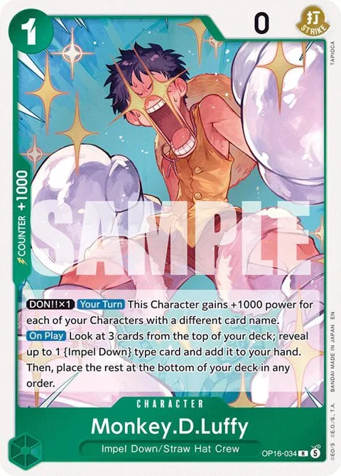 Monkey.D.Luffy OP16-034 One Piece card from The Time of Battle