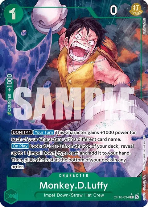 Monkey.D.Luffy Alt Art OP16-034 One Piece card from The Time of Battle