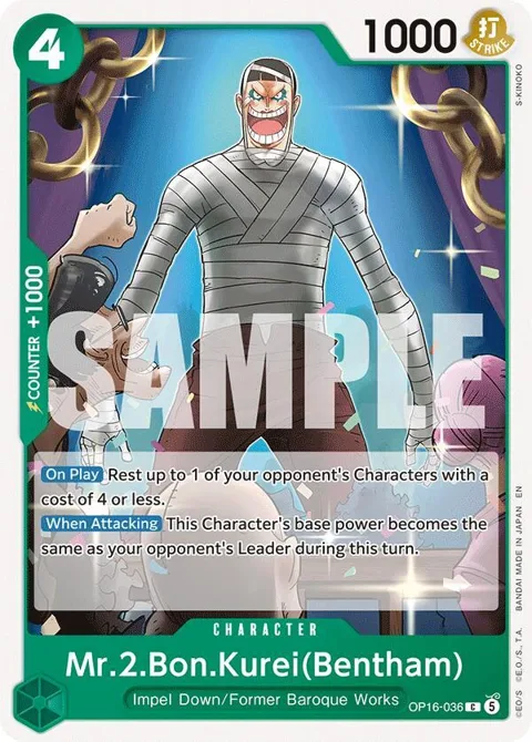 Mr.2.Bon.Kurei Bentham OP16-036 One Piece card from The Time of Battle
