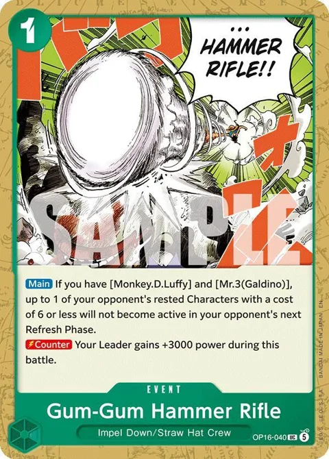 Gum-Gum Hammer Rifle OP16-040 One Piece card from The Time of Battle