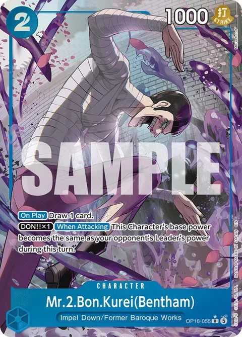 Mr.2.Bon.Kurei Bentham Alt Art OP16-055 One Piece card from The Time of Battle