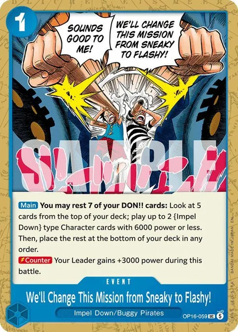 We'll Change This Mission from Sneaky to Flashy! OP16-059 One Piece card from The Time of Battle