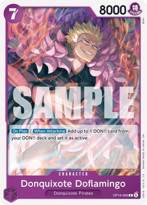 Donquixote Doflamingo OP16-069 One Piece card from The Time of Battle