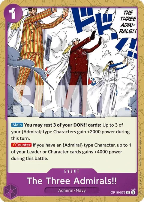 The Three Admirals!! OP16-076 One Piece card from The Time of Battle