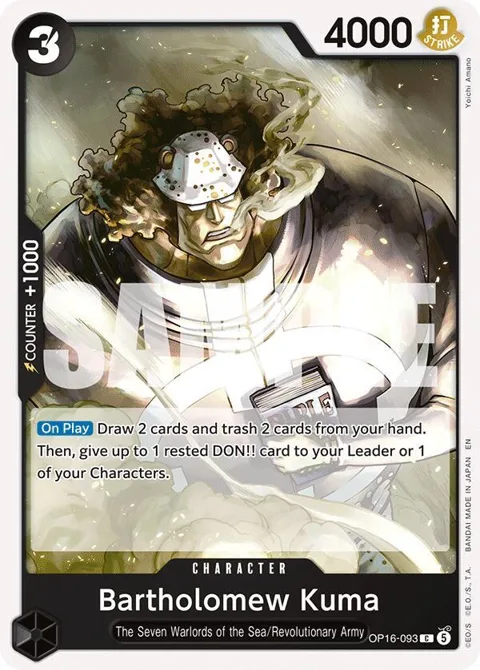 Bartholomew Kuma OP16-093 One Piece card from The Time of Battle