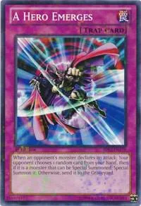 A Hero Emerges Mosaic Rare BP02-EN179 Yu-Gi-Oh card from Battle Pack 2: War of the Giants