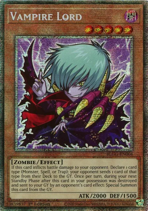 Vampire Lord Starlight Rare BLGG-EN004 Yu-Gi-Oh card from Battles of Legend: Glorious Gallery