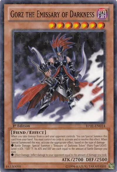 Gorz the Emissary of Darkness Starfoil BP01-EN014 1st Edition Yu-Gi-Oh card from Battle Pack: Epic Dawn