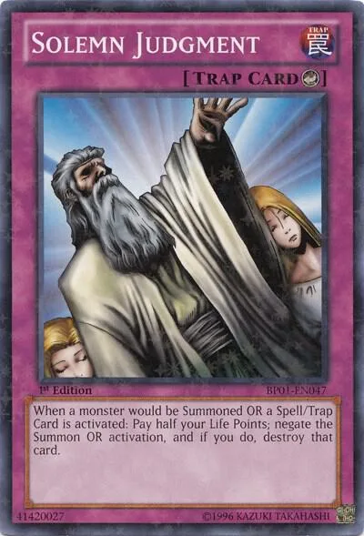 Solemn Judgment Starfoil BP01-EN047 1st Edition Yu-Gi-Oh card from Battle Pack: Epic Dawn
