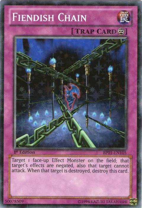 Fiendish Chain Starfoil BP01-EN105 1st Edition Yu-Gi-Oh card from Battle Pack: Epic Dawn