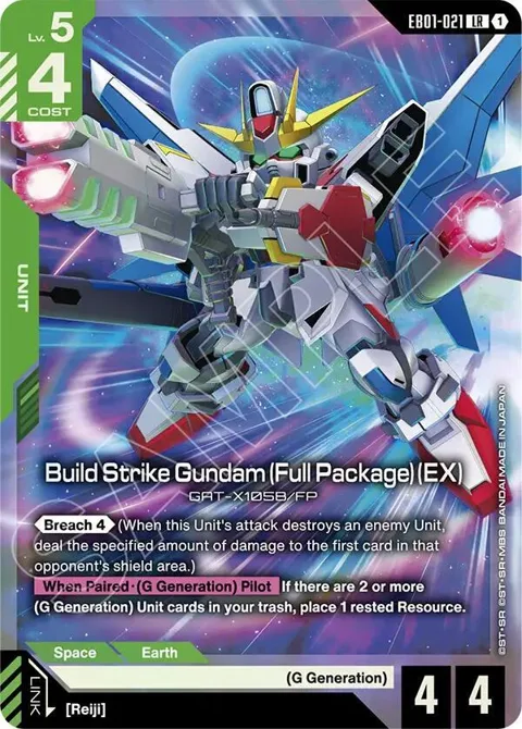 Build Strike Gundam Full Package EX EB01-021 Gundam card from Eternal Nexus