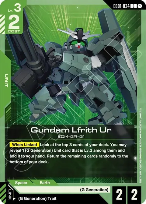 Gundam Lfrith Ur EB01-034 Gundam card from Eternal Nexus