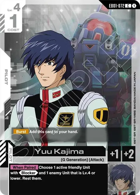 Yuu Kajima EB01-072 Gundam card from Eternal Nexus