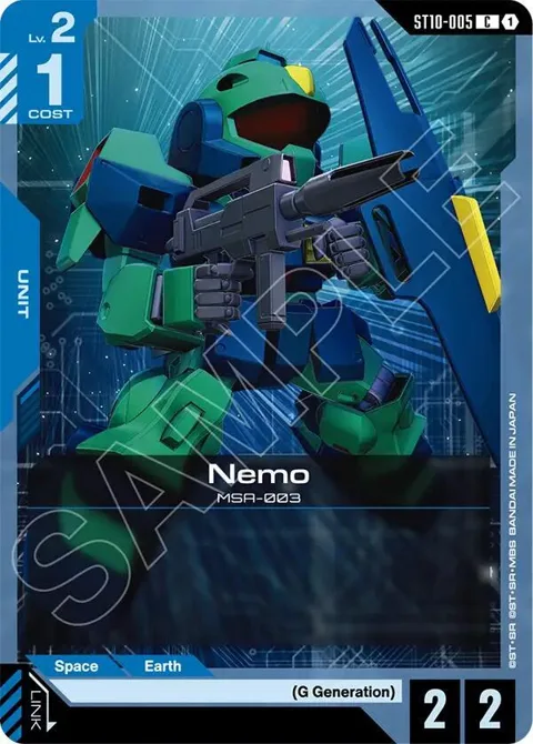 Nemo ST10-005 Gundam card from Starter Deck 10: Generation Pulse