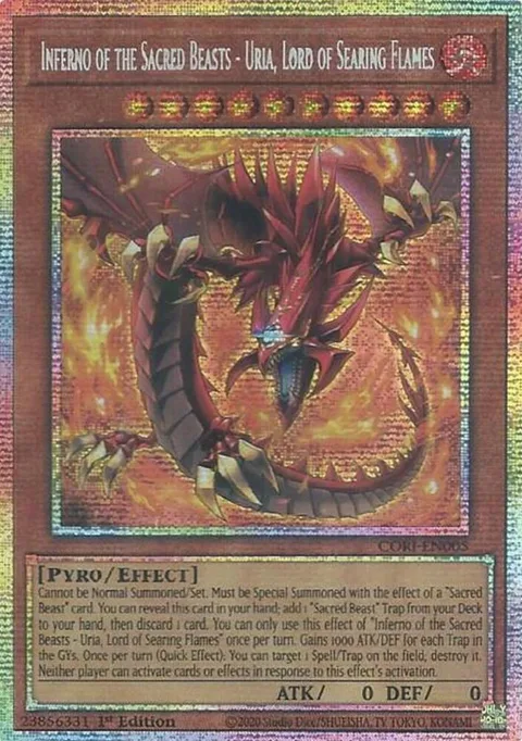 Inferno of the Sacred Beasts - Uria, Lord of Searing Flames Starlight Rare CORI-EN005 Yu-Gi-Oh card from Chaos Origins