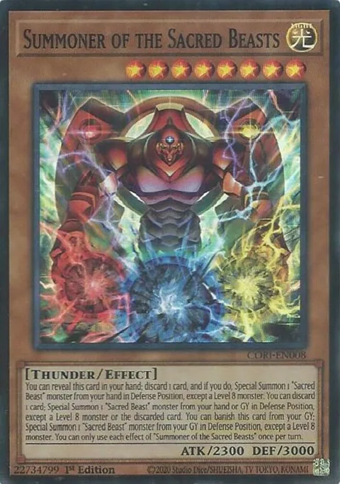Summoner of the Sacred Beasts CORI-EN008 Yu-Gi-Oh card from Chaos Origins