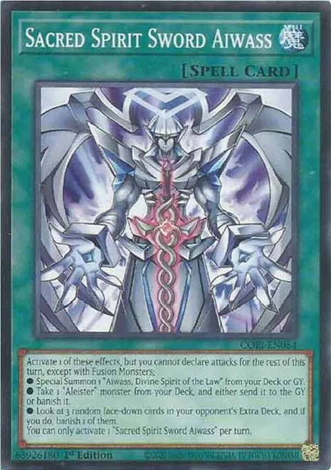Sacred Spirit Sword Aiwass CORI-EN054 Yu-Gi-Oh card from Chaos Origins