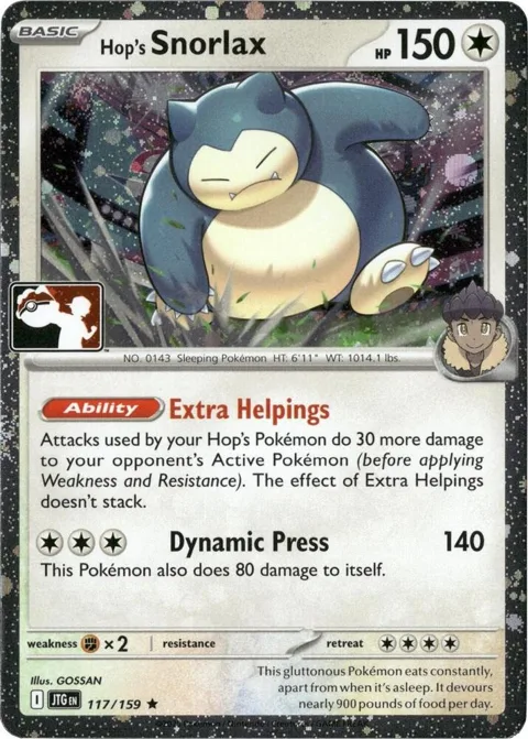 Hop's Snorlax - 117/159 Cosmos Holo #117/159 Holofoil Pokémon card from Prize Pack Series Cards