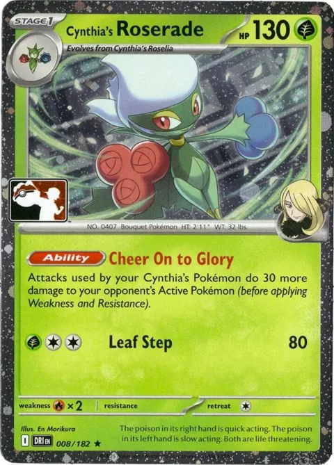 Cynthia's Roserade - 008/182 Cosmos Holo #008/182 Holofoil Pokémon card from Prize Pack Series Cards