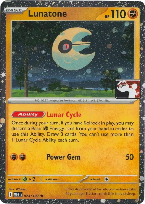 Lunatone - 074/132 Cosmos Holo #074/132 Holofoil Pokémon card from Prize Pack Series Cards