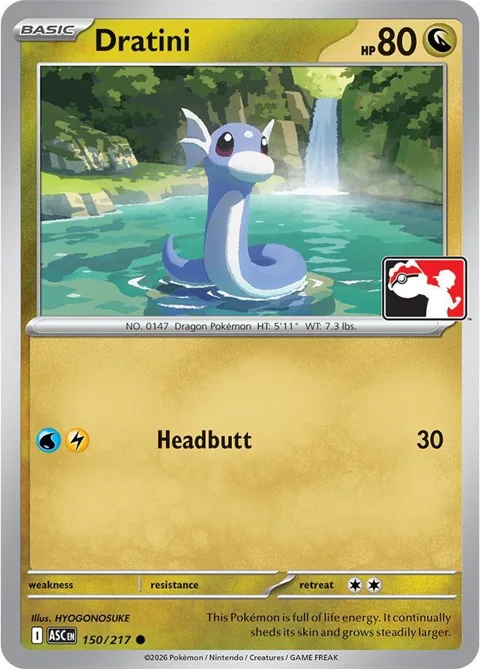Dratini #150/217 Pokémon card from Prize Pack Series Cards