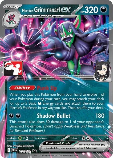 Marnie's Grimmsnarl ex #136/182 Holofoil Pokémon card from Prize Pack Series Cards