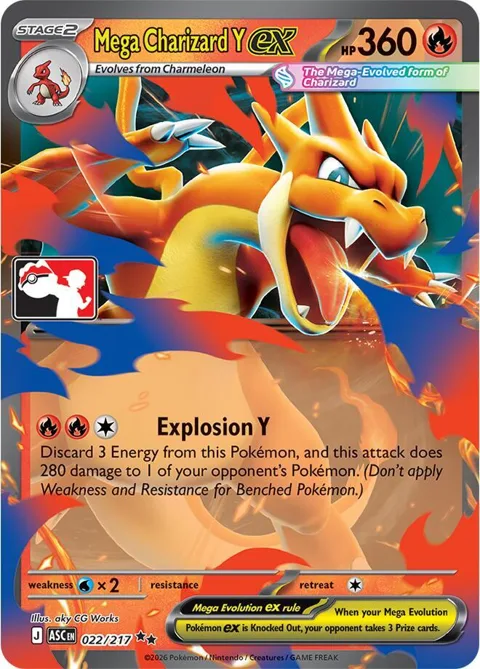 Mega Charizard Y ex #022/217 Holofoil Pokémon card from Prize Pack Series Cards