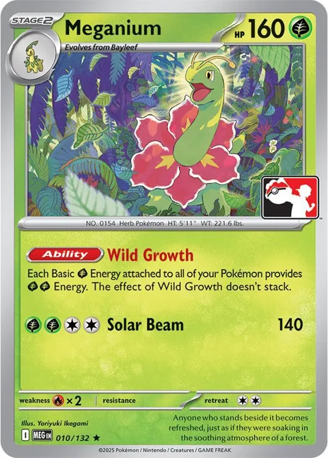 Meganium #010/132 Pokémon card from Prize Pack Series Cards