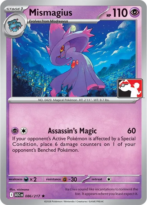 Mismagius #086/217 Pokémon card from Prize Pack Series Cards