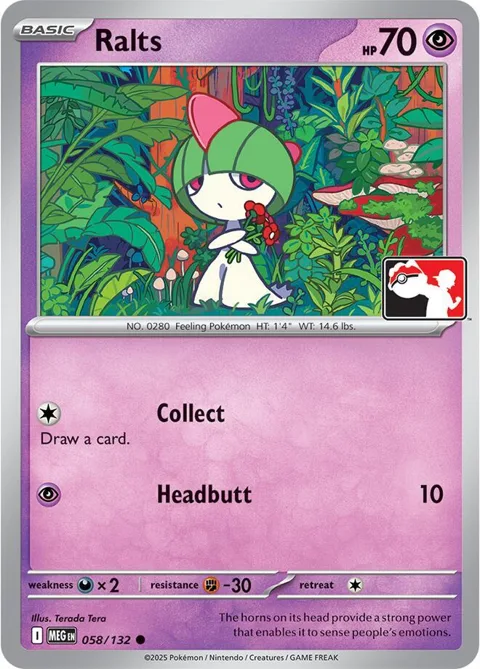 Ralts #058/132 Pokémon card from Prize Pack Series Cards