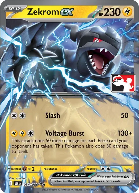 Zekrom ex - 034/086 Right Stamp #034/086 Holofoil Pokémon card from Prize Pack Series Cards