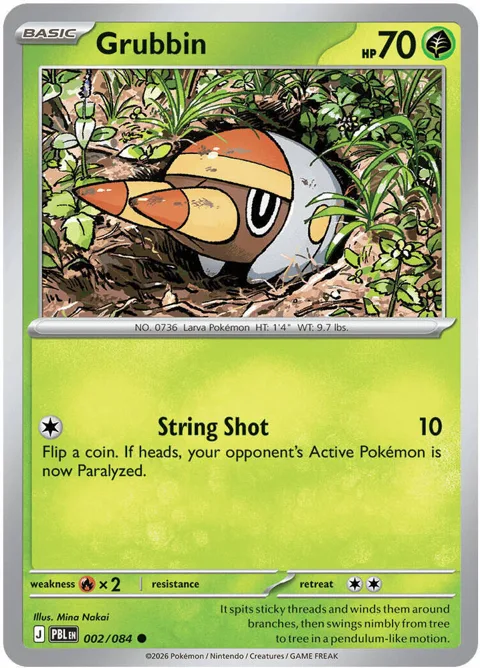 Grubbin #002/084 Reverse Holofoil Pokémon card from Pitch Black