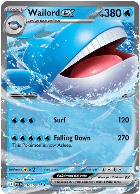 Wailord ex #016/084 Holofoil Pokémon card from Pitch Black