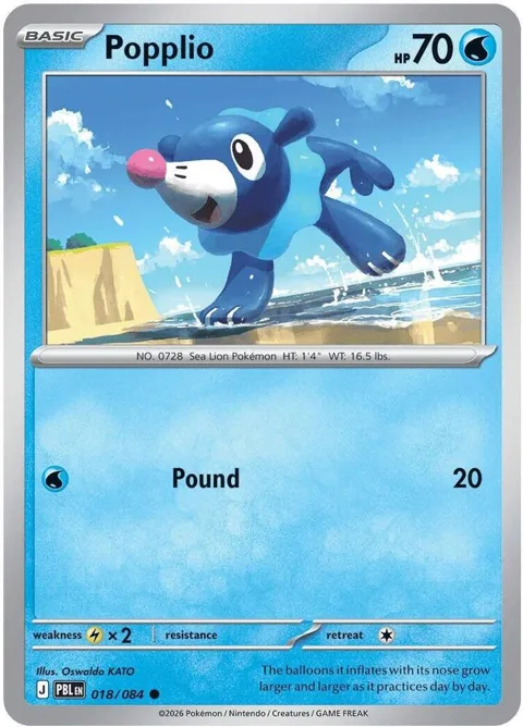 Popplio #018/084 Reverse Holofoil Pokémon card from Pitch Black