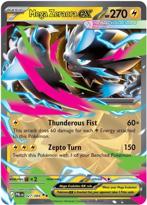 Mega Zeraora ex #027/084 Holofoil Pokémon card from Pitch Black