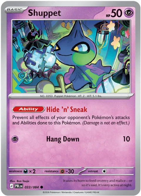 Shuppet #033/084 Reverse Holofoil Pokémon card from Pitch Black