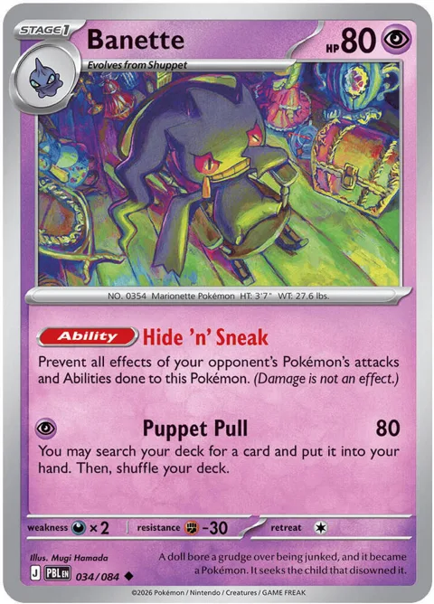 Banette #034/084 Reverse Holofoil Pokémon card from Pitch Black
