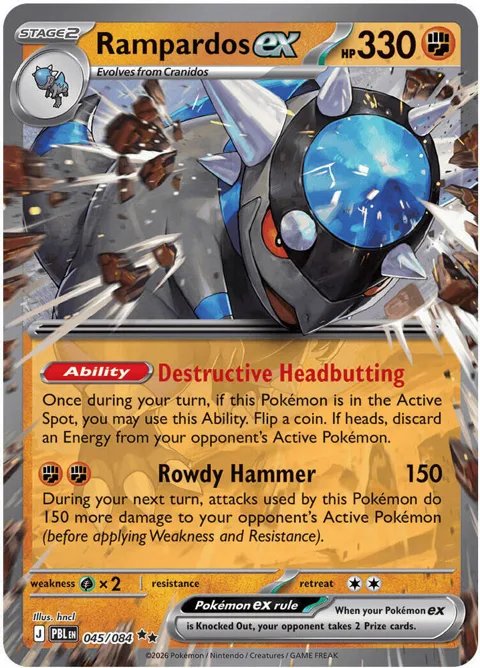 Rampardos ex #045/084 Holofoil Pokémon card from Pitch Black