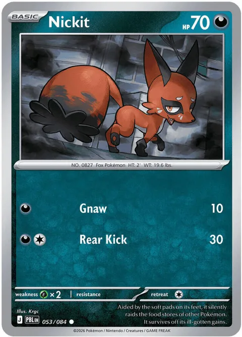 Nickit #053/084 Reverse Holofoil Pokémon card from Pitch Black