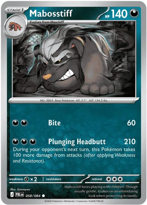 Mabosstiff #058/084 Reverse Holofoil Pokémon card from Pitch Black