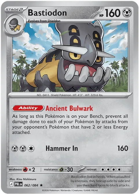 Bastiodon #062/084 Reverse Holofoil Pokémon card from Pitch Black