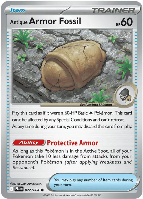 Antique Armor Fossil #072/084 Pokémon card from Pitch Black