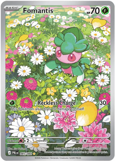 Fomantis #085/084 Holofoil Pokémon card from Pitch Black