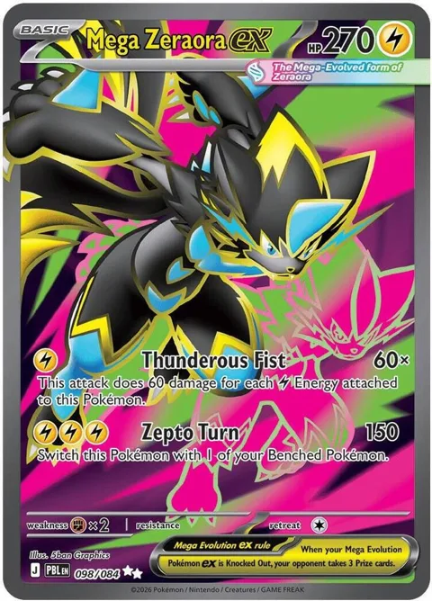 Mega Zeraora ex #098/084 Holofoil Pokémon card from Pitch Black
