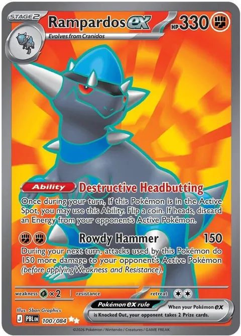 Rampardos ex #100/084 Holofoil Pokémon card from Pitch Black
