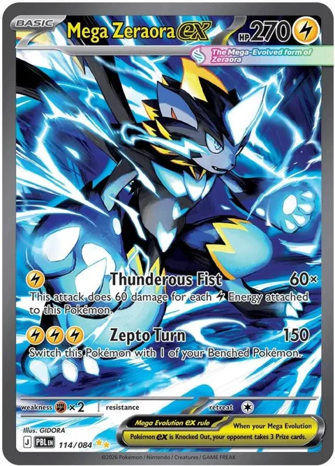 Mega Zeraora ex #114/084 Holofoil Pokémon card from Pitch Black
