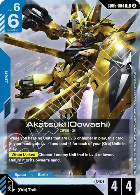 Akatsuki Oowashi GD05-004 Gundam card from Freedom Ascension