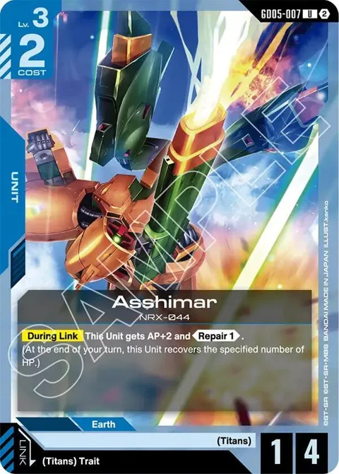 Asshimar GD05-007 Gundam card from Freedom Ascension