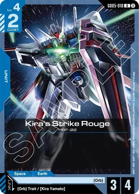 Kira's Strike Rouge GD05-010 Gundam card from Freedom Ascension
